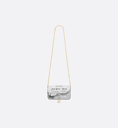 Dior Medium Saddle Pouch With Chain In White