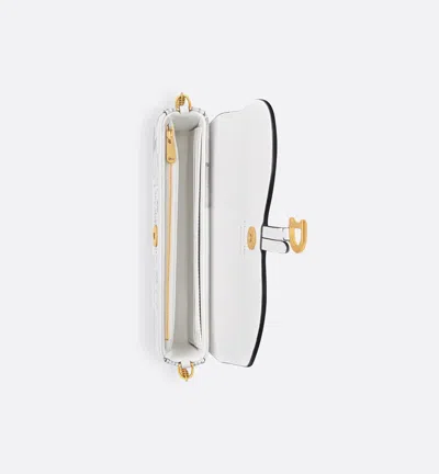 Dior Medium Saddle Pouch With Chain In White