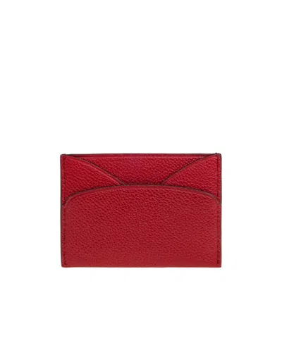 Tory Burch Romy Leather Flat Card Case In Red