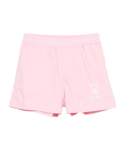 Msgm Elasticated Graphic Shorts In Pink
