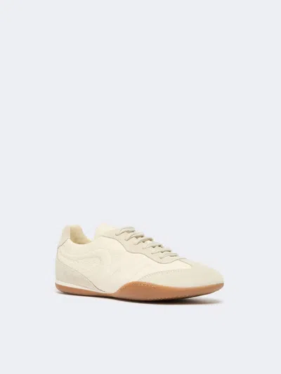 Weekend Max Mara Grain Leather Flat Sneakers In White