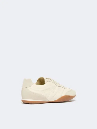 Weekend Max Mara Grain Leather Flat Sneakers In White