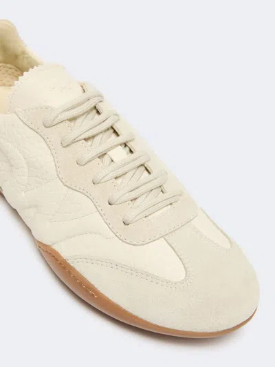 Weekend Max Mara Grain Leather Flat Sneakers In White