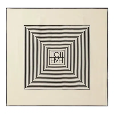 Totême Centered Monogram Silk Scarf Macadamia In Neutral