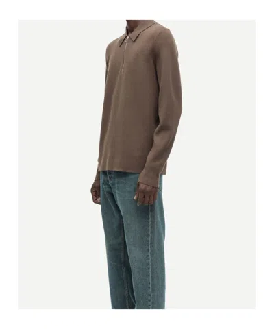 Samsoe & Samsoe Half-zip Polo Shirt In Brown
