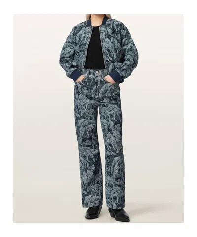 Allsaints Blake Horse Jacquard Denim Jeans In Gray