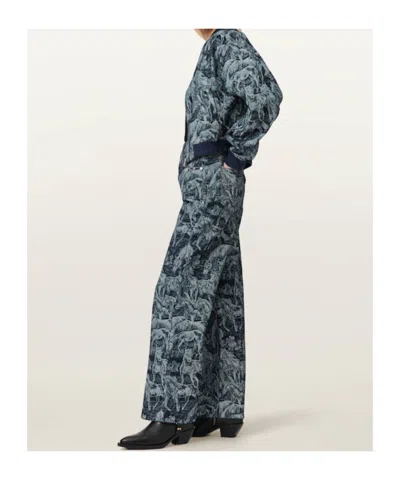 Allsaints Blake Horse Jacquard Denim Jeans In Gray