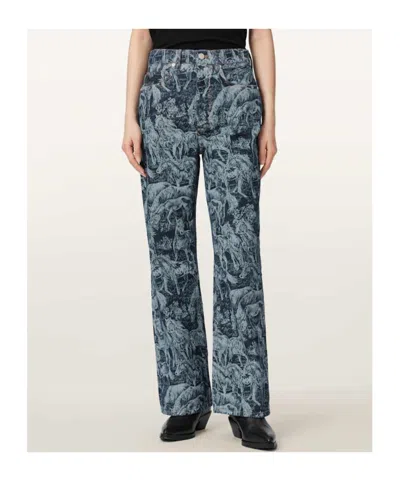 Allsaints Blake Horse Jacquard Denim Jeans In Gray