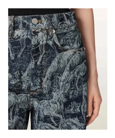 Allsaints Blake Horse Jacquard Denim Jeans In Gray