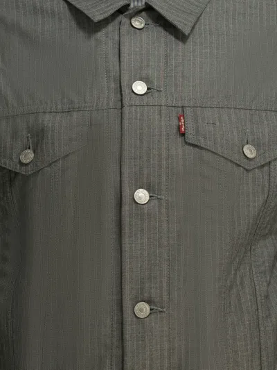 Junya Watanabe Pinstripe-pattern Denim Jacket In Gray