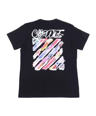 Off-white Kids Graphic-print Crewneck T-shirt In Black