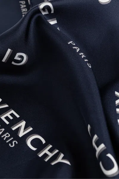 Givenchy Logo-print Silk Scarf In Blue