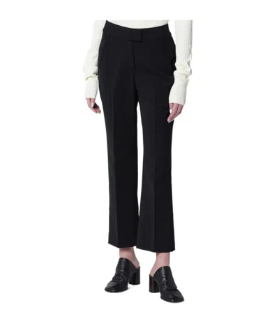 Entire Studios Black Wool-blend Flared Cropped Trousers In Black