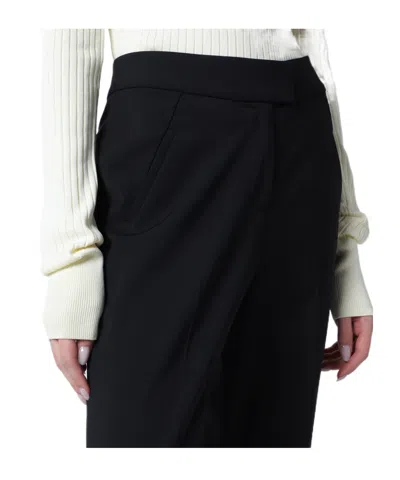 Entire Studios Black Wool-blend Flared Cropped Trousers In Black
