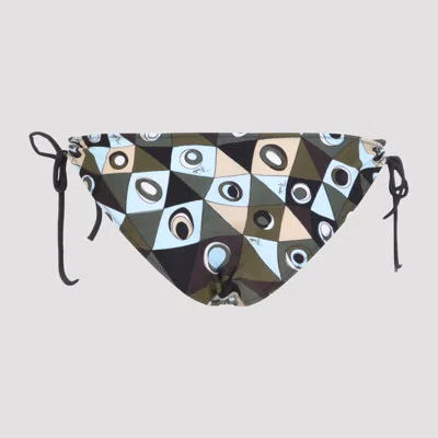 Pucci Geometric Low Rise Polyamide Bikini Bottom In Multi