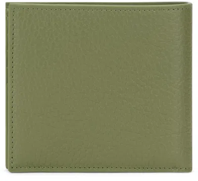 Celine Hammered Leather Wallet In Green