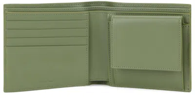 Celine Hammered Leather Wallet In Green