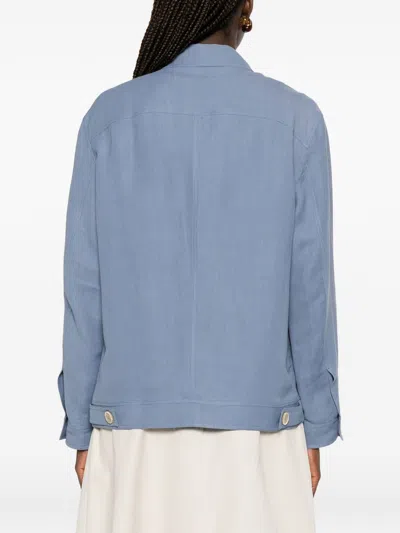 Brunello Cucinelli Button-up Flap-pocket Overshirt In Blue