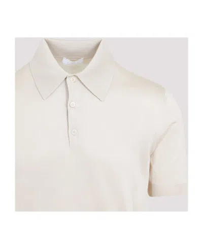 Prada Silk Polo In Neutral