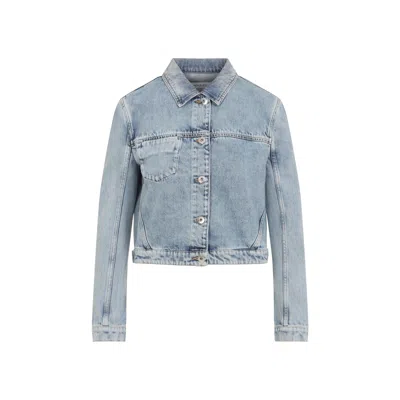 Lanvin Denim Cropped Jacket Patch Pocket In Blue