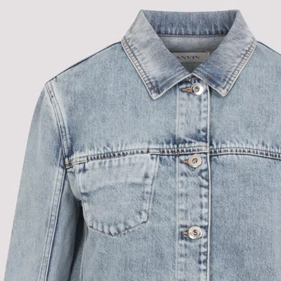 Lanvin Denim Cropped Jacket Patch Pocket In Blue