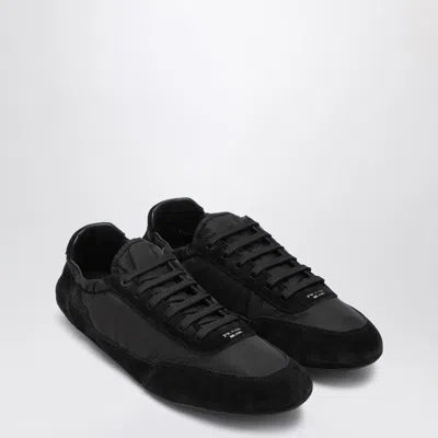 Prada Collapse Re-nylon And Suede Elasticized Sneakers In Black