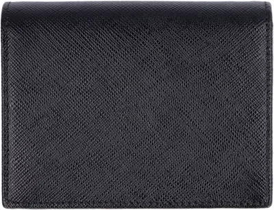 Prada Black Leather Wallet In Black