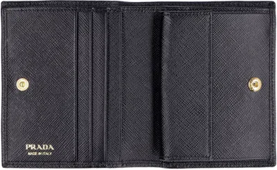 Prada Black Leather Wallet In Black
