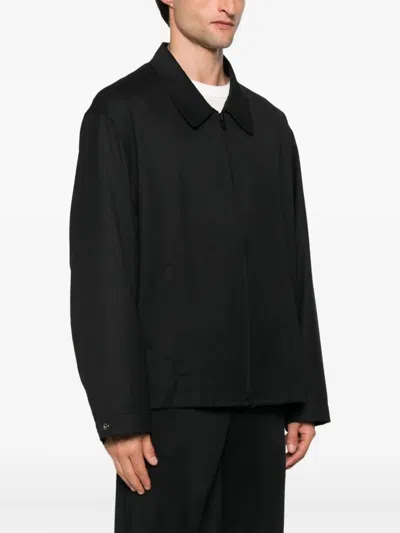 Y-3 Wool Jacket Collared Design Front Pockets In Black