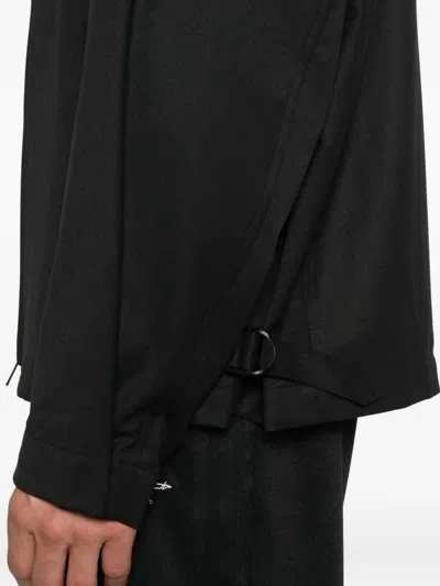 Y-3 Wool Jacket Collared Design Front Pockets In Black
