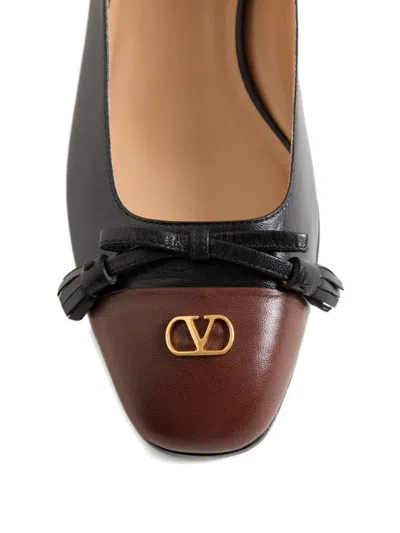 Valentino Garavani Valet Du Roi Kidskin Ballerina 25mm Woman Black/coffe 41.5 In Black