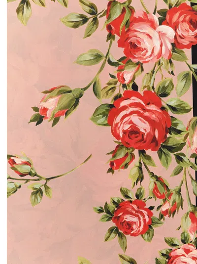 Dolce & Gabbana Women Multicolor Silk Square Scarf With All-over Floral Motif And Logo On The Front In Pink