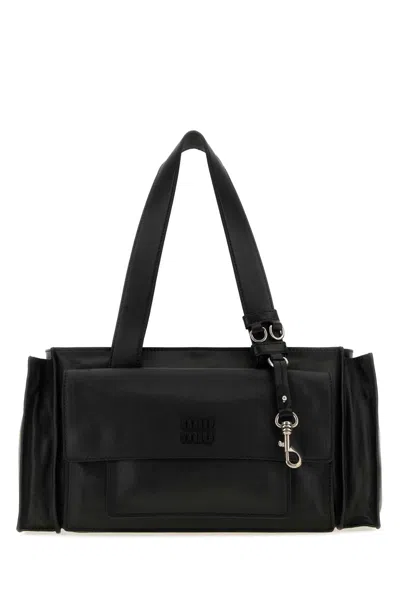 Miu Miu Black Utilitaire Medium Tote In Black