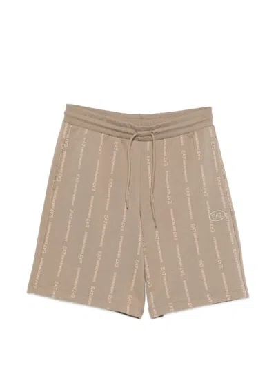 Ea7 Logo-print Shorts In Neutral