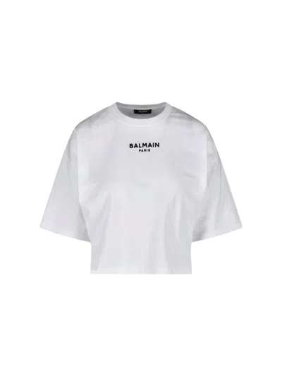 Balmain Cropped Logo T-shirt In White