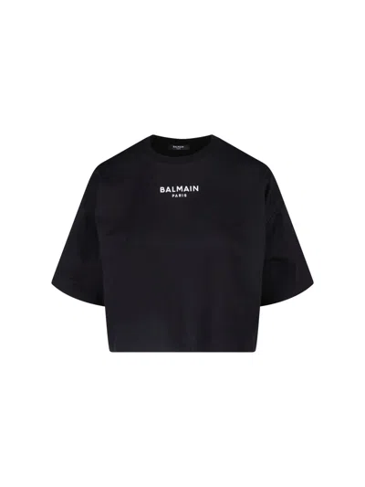 Balmain Logo Cotton T-shirt For Women In Black