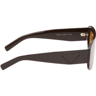 Prada 0pr D10s Rectangular Brown Acetate Sunglasses In Yellow