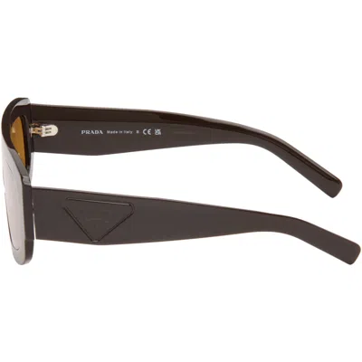 Prada 0pr D10s Rectangular Brown Acetate Sunglasses In Yellow