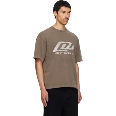 Off-white Logo Printed Crewneck T-shirt In Brown