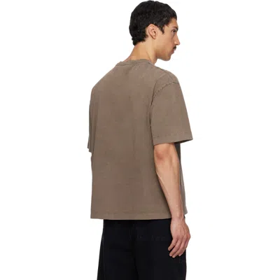 Off-white Logo Printed Crewneck T-shirt In Brown