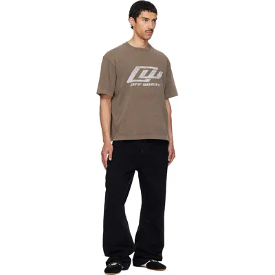 Off-white Logo Printed Crewneck T-shirt In Brown