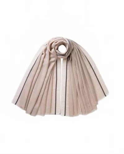 Johnstons Of Elgin Ives Natural Chevron Border Cashmere Scarf In Neutral