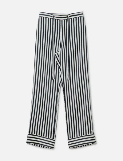 Olivia Von Halle Lila Nika Striped Silk Long Pajama Set In Nika Core
