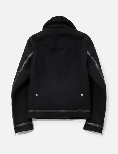 Sandro Shearling Wool Jacket In Black