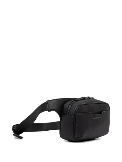 Armani Exchange Pebbled-effect Belt Bag In Black
