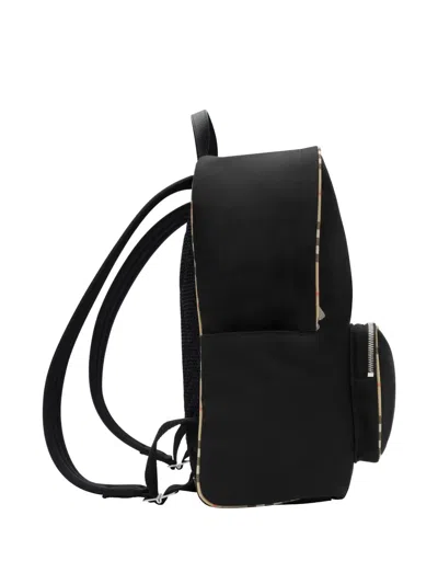 Burberry Check-trim Backpack In Black