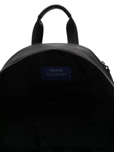Premiata Nylon Backpack Adjustable Straps Front Pocket Top Handle In Black