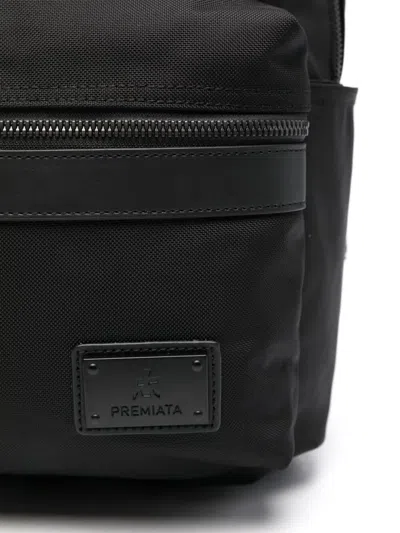 Premiata Nylon Backpack Adjustable Straps Front Pocket Top Handle In Black