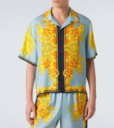 Versace Printed Silk Shirt In Multi