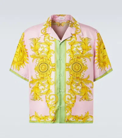Versace Printed Silk Twill Shirt In Multi